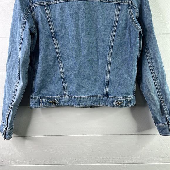 MANGO DENIM Light Wash Denim Long Sleeve Button Up Jean Jacket Size Small - Picture 4 of 11